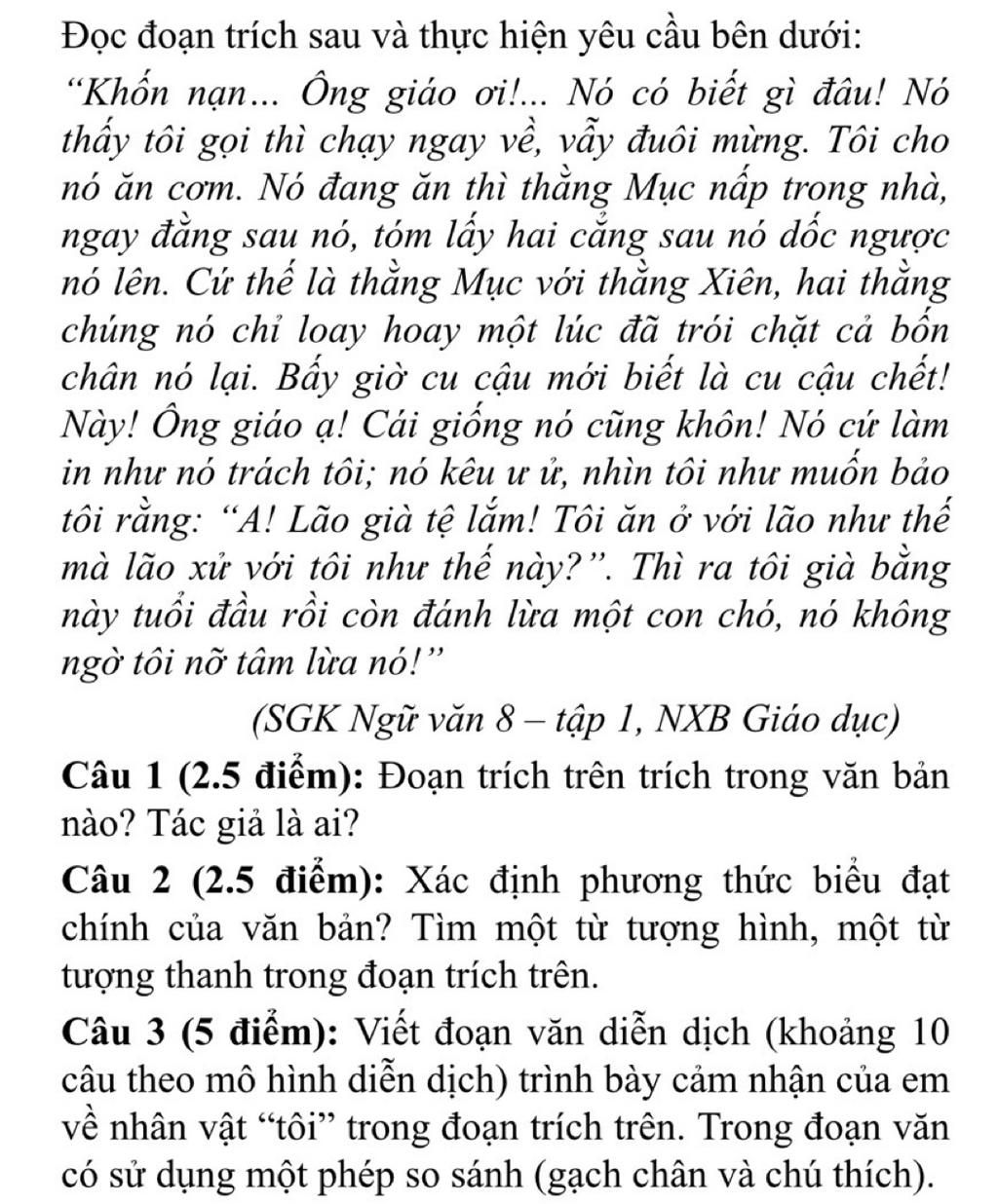 B1 viết 1 đoạn văn khoảng 10 câu theo cách diễn dịch hoặc quy nạp nêu cảm  nhận của em về nhân vật lão hạc trong chuyện  Olm