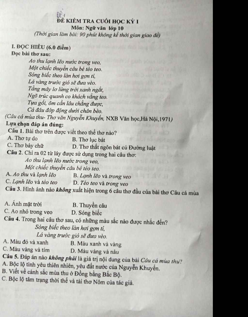 Đề kiểm tra cuối học kỳ I luôn là một thử thách đối với các học sinh. Tuy nhiên, hãy xem những hình ảnh này để có cái nhìn tổng quan về đề thi và xác định chuẩn bị cho nó một cách nghiêm túc để đạt được kết quả tốt nhất!