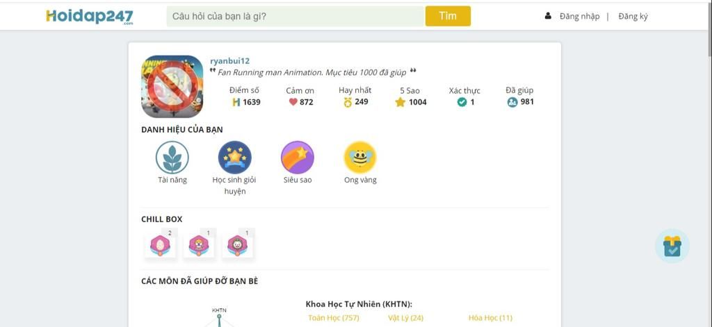 Hoidap247 ANING Câu hỏi của bạn là gi? ryanbui12 on Fan Running man  Animation. Mục tiêu 1000 đã giúp 23 DANH HIỆU CỦA BẠN CHILL BOX 2 Tài năng  Học sinh giỏ