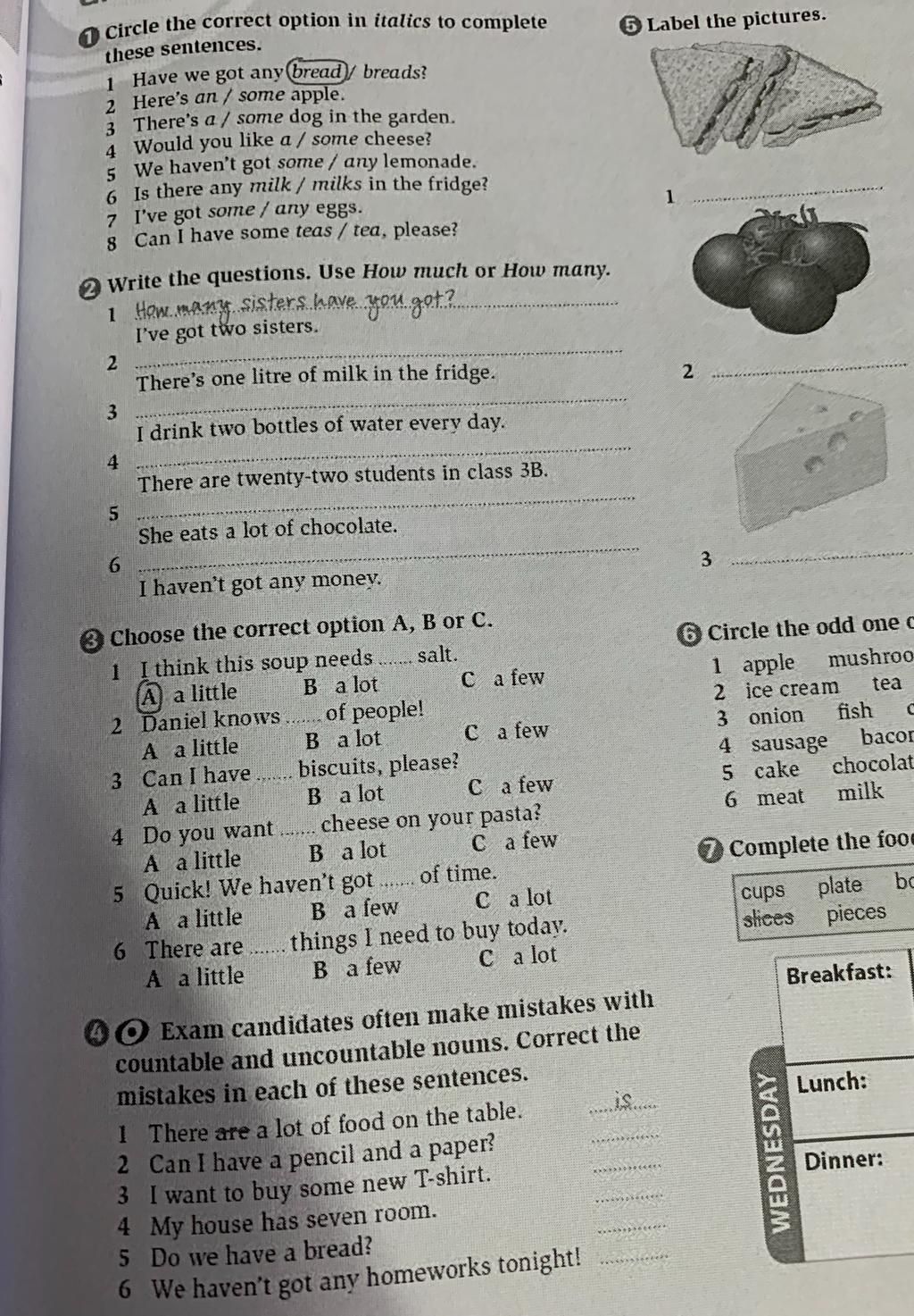 1 Circle the correct option in italics to complete these sentences. 1