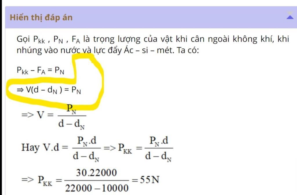How Ru Pn Fa Hiển thị đáp án Gọi Pkk, PN, FA là trọng lượng của vật khi cân ngoài ...