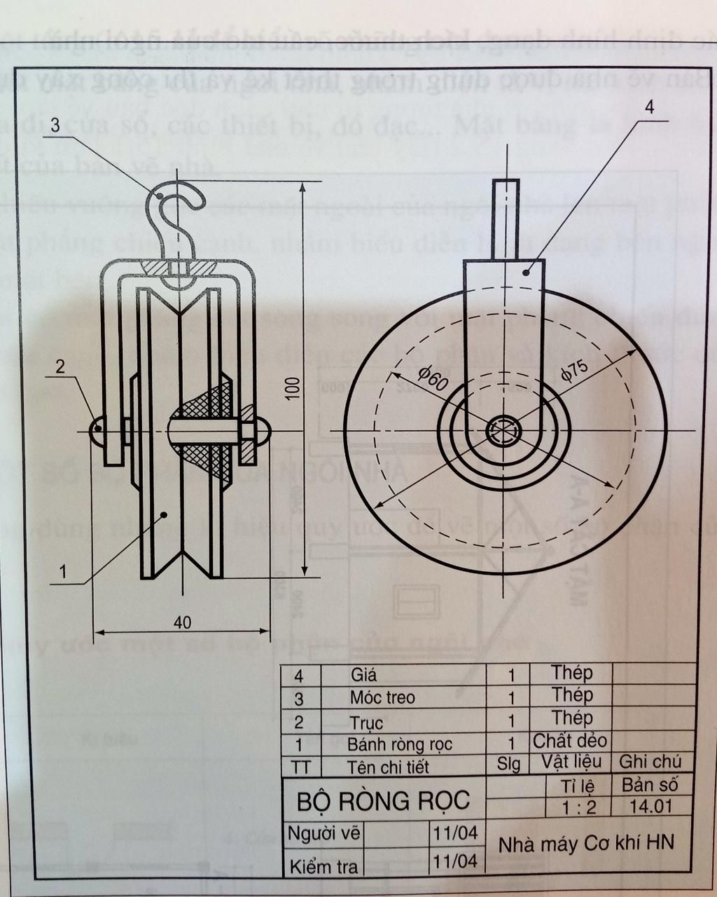 3 2 1 40 100 4 3 2 1 TT Giá Móc treo 1 $60 Truc Bánh ròng rọc Tên chi ...