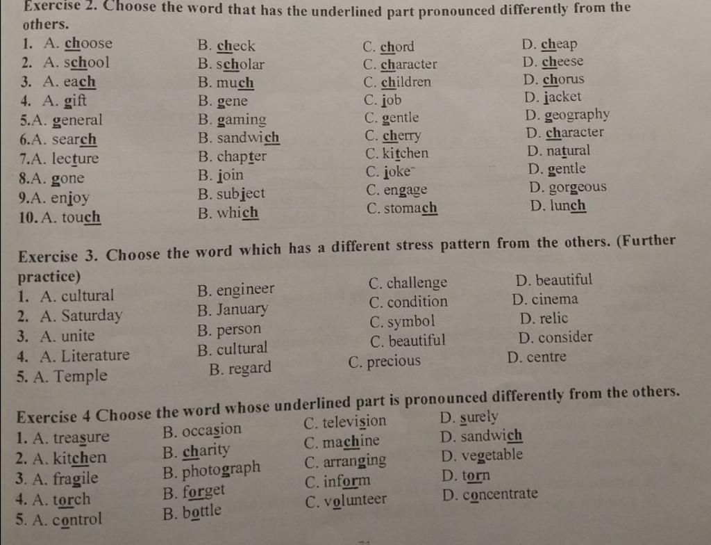 Exercise 2 Choose The Word That Has The Underlined Part Pronounced exercise-2-choose-the-word-that-has-the-underlined-part-pronounced
