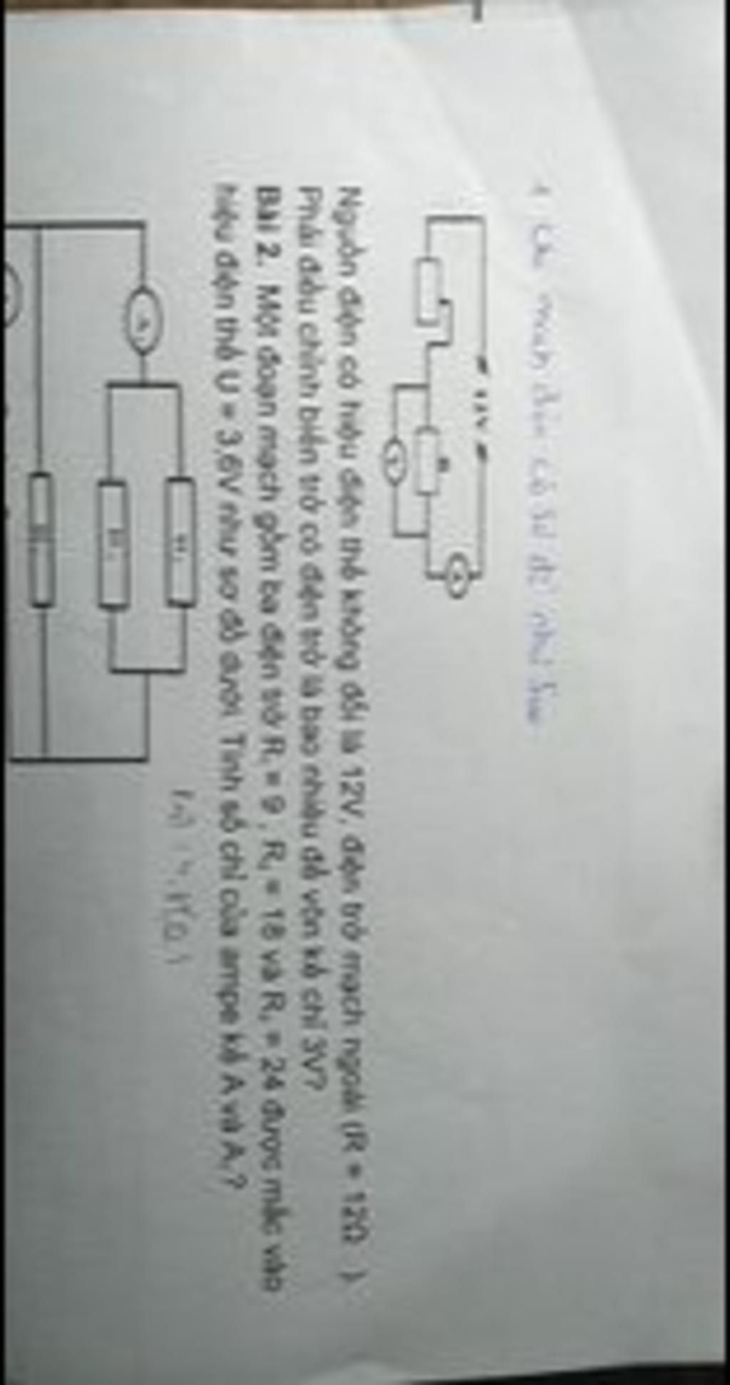 Cho Mạch điện Có Sơ đồ Như Hình Nguồn điện Có HĐt Không đổi Là 12v điện Trở Mạch Ngoài R 12 ôm