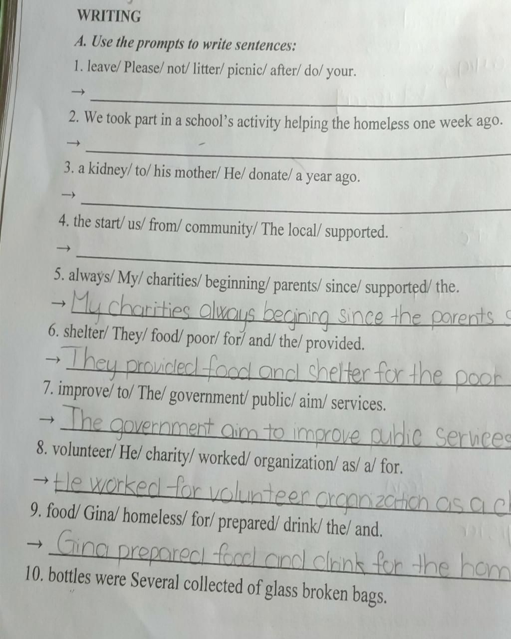 WRITING A. Use the prompts to write sentences 1. leave/ Please/ not