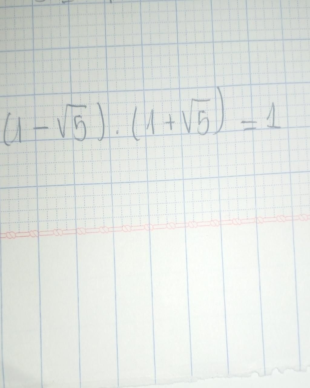 Chứng minh vế trái bằng vế phải giùm em với ạ (1 - √5) (1 + √5) — 1