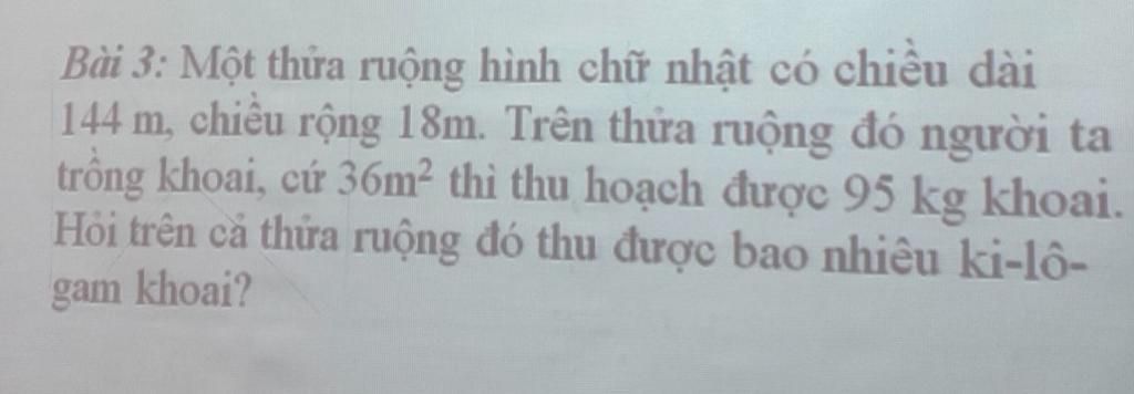 Một thửa ruộng hình chữ nhật có chiều dài 144m