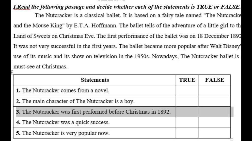 I.Read the following passage and decide whether each of the statements