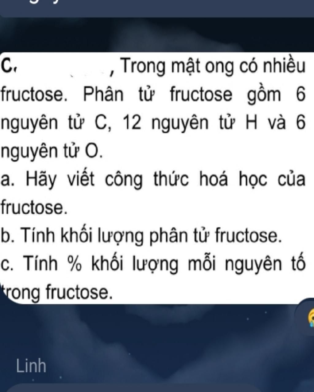 C trong m t ong c nhi u fructose ph n t fructose g m 6 nguy n t c