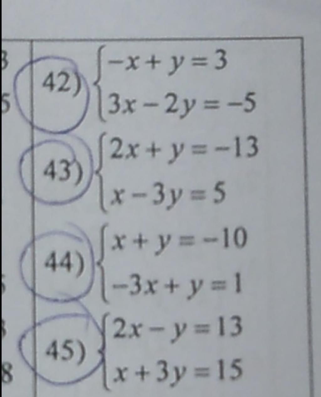 5-8-42-43-44-45-x-y-3-3x-2y-5-2x-y-13-x-3y-5-x-y-10-3x-y