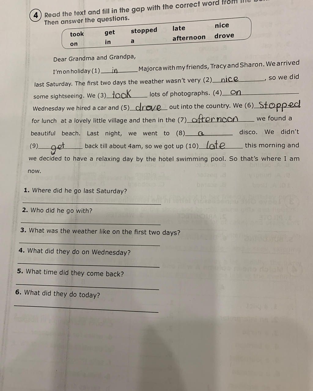 4) Read the text and fill in the gap with the correct word Then answer ...