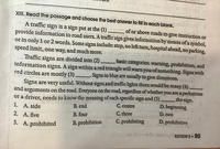 904 Xiii. Read The Passage And Choose The Best Answer To Fill In Each  Blank. A Traffic Sign Is A Sign Put At The (1) Provide Information To Road  Users. A T