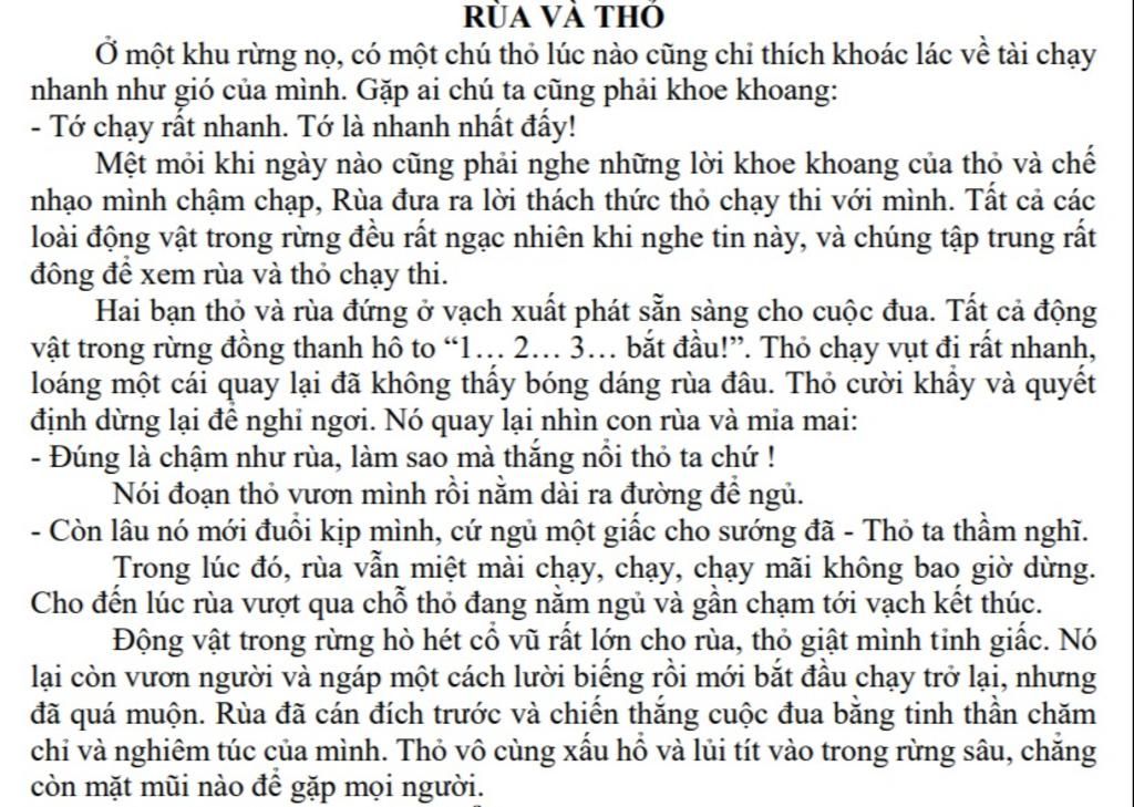 Câu 9. Nêu ý nghĩa truyện ngụ ngôn Rùa và Thỏ? Câu 10. Hãy rút ra bài ...