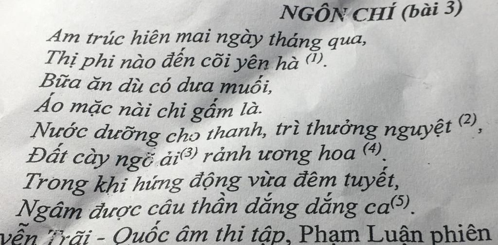 Viết Đoạn Văn (Khoảng 7-10 Dòng) Cảm Nhận Về Vẻ Đẹp Tâm Hồn Nguyễn Trãi Thể  Hiện Trong Bài Thơ Ngôn Chí ( Bài 3 )Ngôn Chí (Bài 3) Am Trúc Hiện