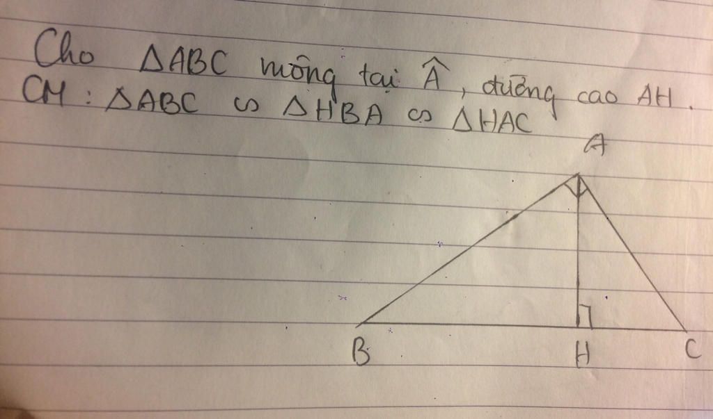 Cho SABC vuông tại Â CM: SABC АНВА днас đường B cao AH. А H C