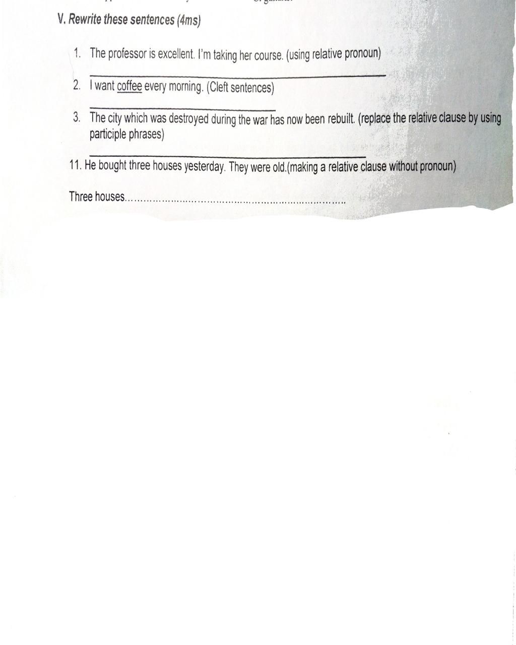 Using Professor Sentences V. Rewrite these sentences (4ms) 1. The professor is excellent. I'm ...