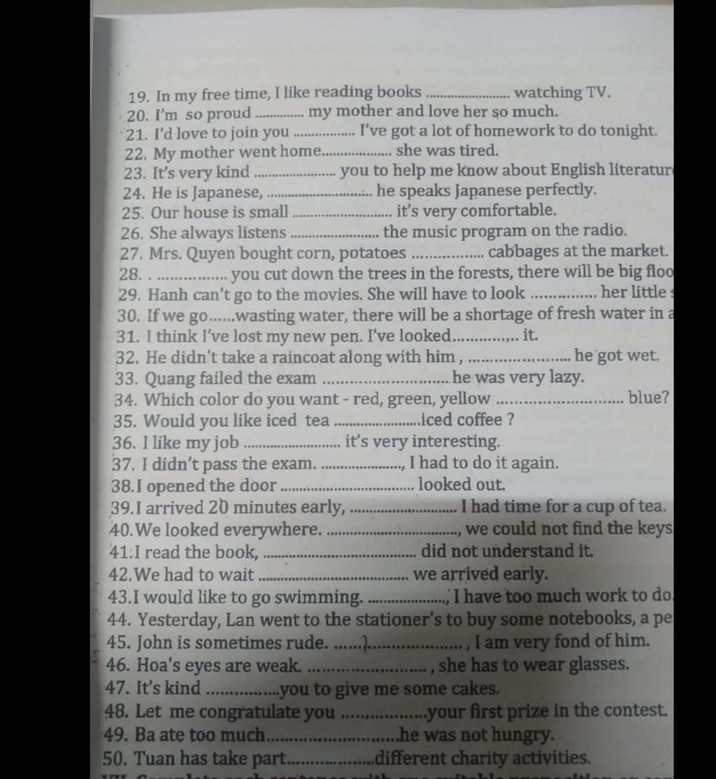 19. In My Free Time, I Like Reading Books 20. I'M So Proud  ................My Mother And Love Her So Much. 21. I'D Love To Join You  ****** 22. My Mother We