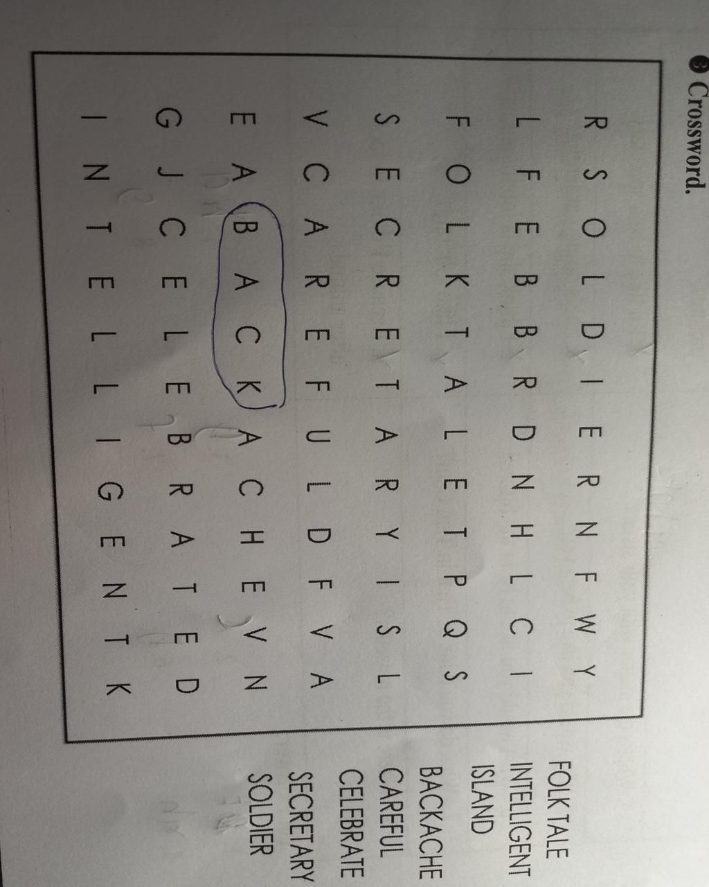 Crossword. R SOLDIERN FWY LFEBBRD NHL CI FOLK TALET P Q S SECRETARY ISL