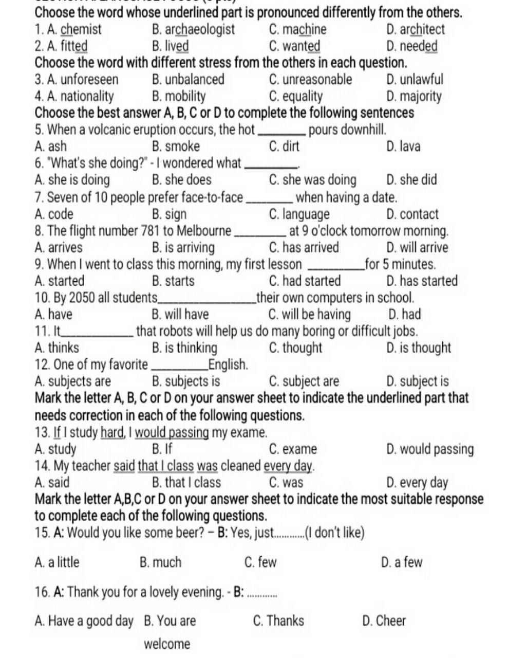 choose-the-word-whose-underlined-part-is-pronounced-differently-from