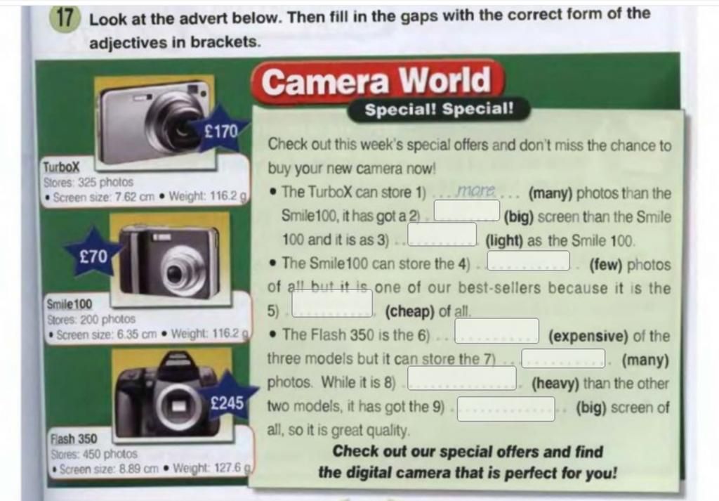17 Look at the advert below. Then fill in the gaps with the correct ...