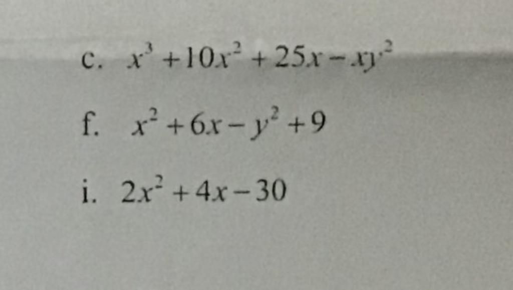 C X 10x 25x xy F X 6x y 9 I 2x 4x 30 c-x-10x-25x-xy-f-x-6x-y-9-i-2x-4x-30