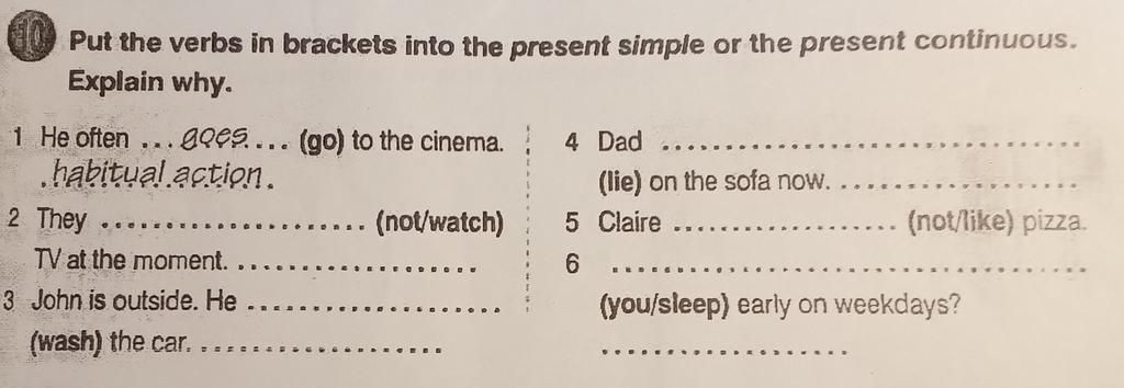 Put the verbs in brackets into the present simple or the present ...