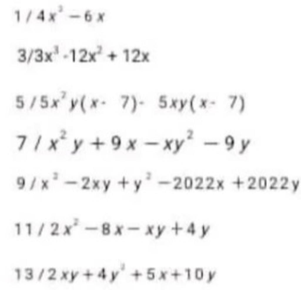 1-4x-6x-3-3x-12x-12x-5-5x-y-x-7-5xy-x-7-7-x-y-9x-xy-9-y-9
