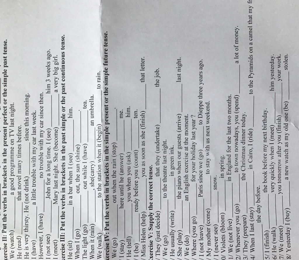 xercise II: Put the verbs in brackets in the present perfect or the ...