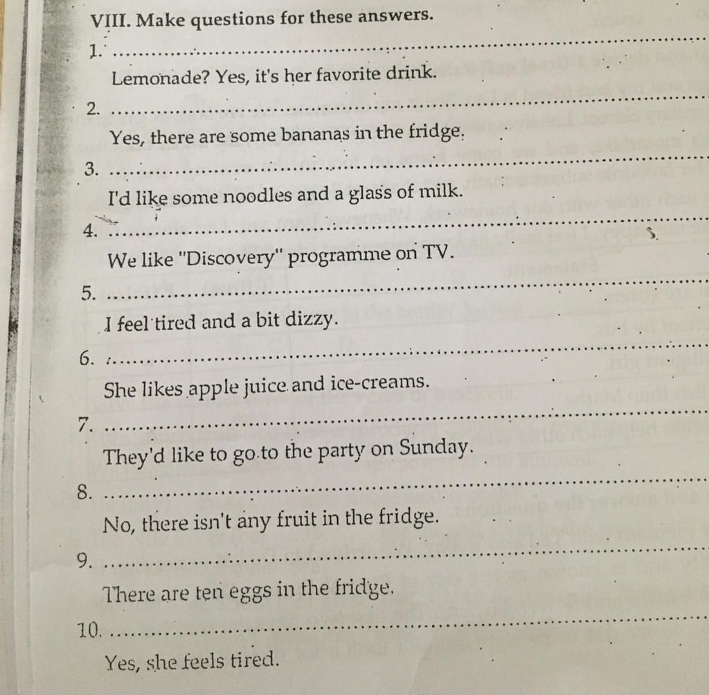 Viii make questions for these answers 1 2 lemonade yes it s her