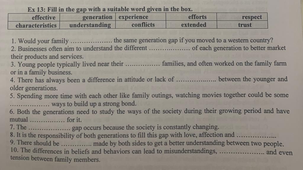 Ex 13: Fill in the gap with a suitable word given in the box. effective ...