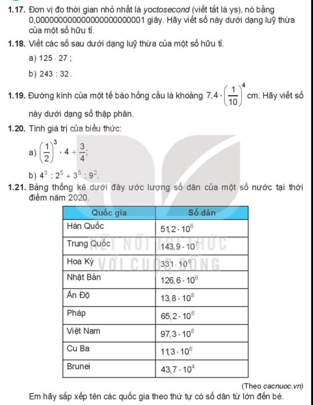 1.17. Đơn vị đo thời gian nhỏ nhất là yoctosecond (viết tắt là ys), nó ...