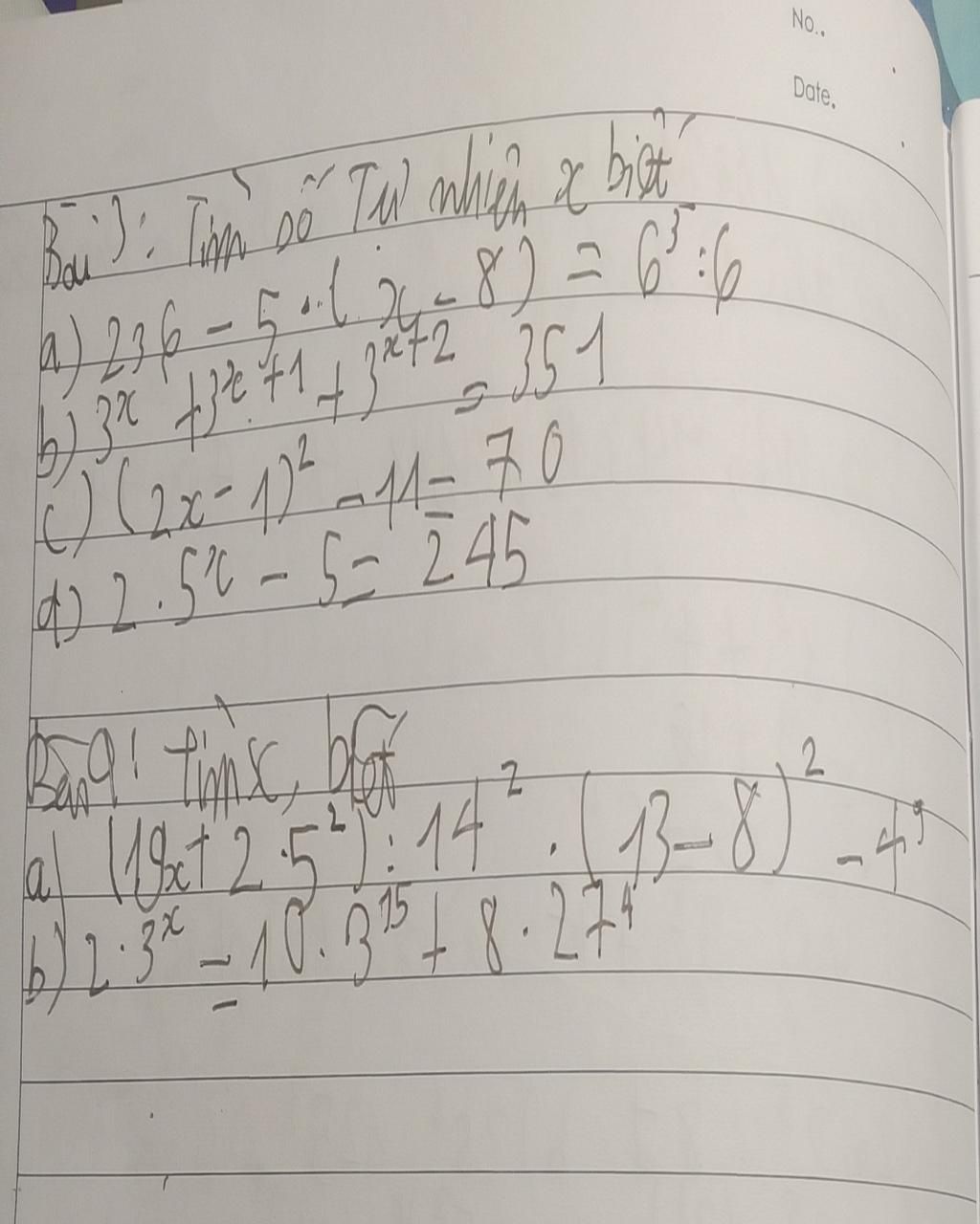 Bai'); Tim of Tw which ac biet 4) 236 - 5+1 264-8) = 6² - 6 bj 63 3x ...
