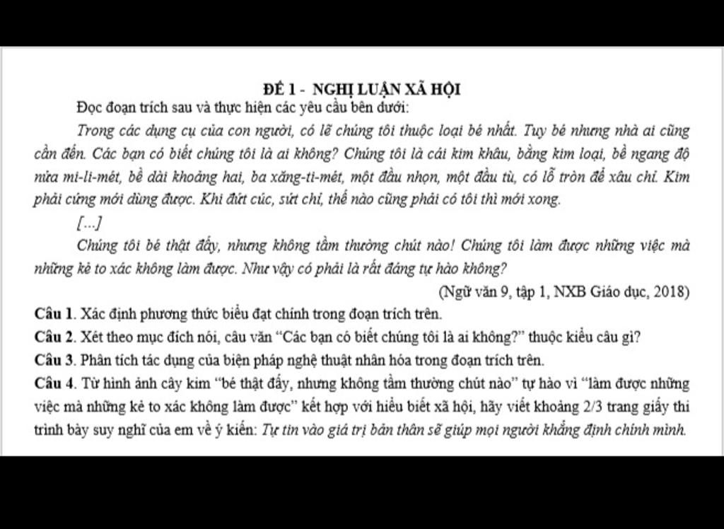 ĐỂ 1 NghỊ LuẬn XÃ HỘi Đọc đoạn Trích Sau Và Thực Hiện Các Yêu Cầu Bên Dưới Trong Các Dụng Cụ 