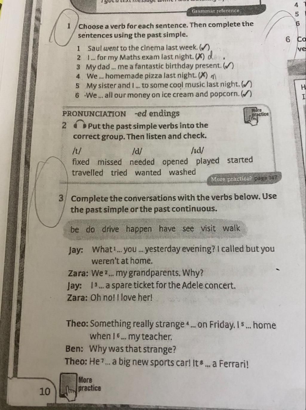 10 1/Choose a verb for each sentence. Then complete the sentences using ...