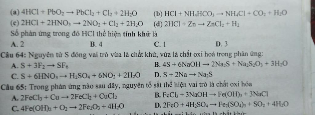 1 (b) HC1 + NH4HCO, — NHẠC! + CO, + HO (d) 2HCl + Zn → ZnCl₂ + H₂ (a ...