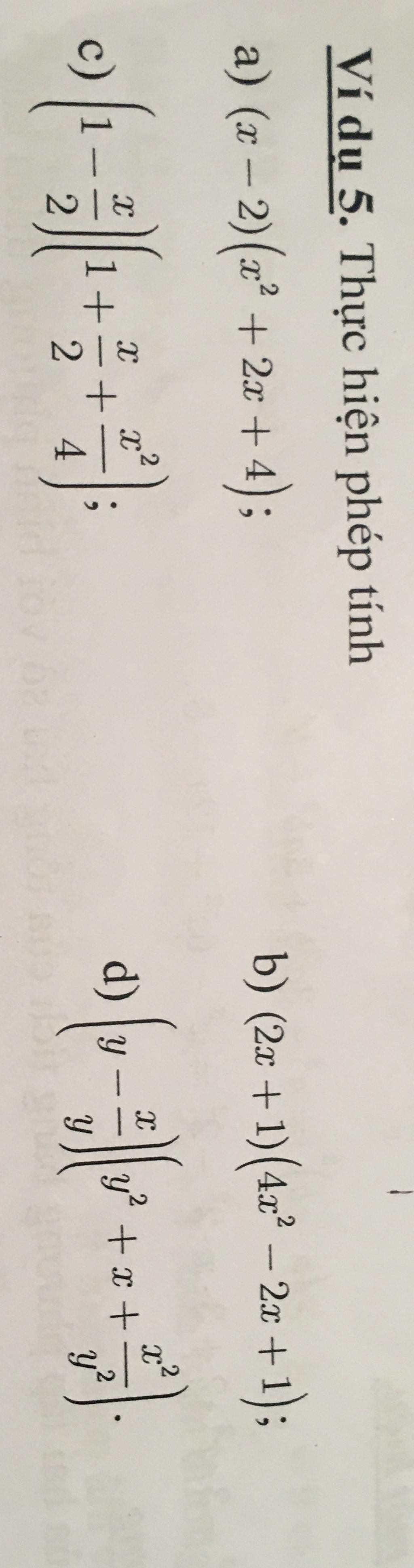 Ví Dụ 5. Thực Hiện Phép Tính A) (x − 2)(x² + 2x + 4); 0) (1 - 1) (1 + 2 ...