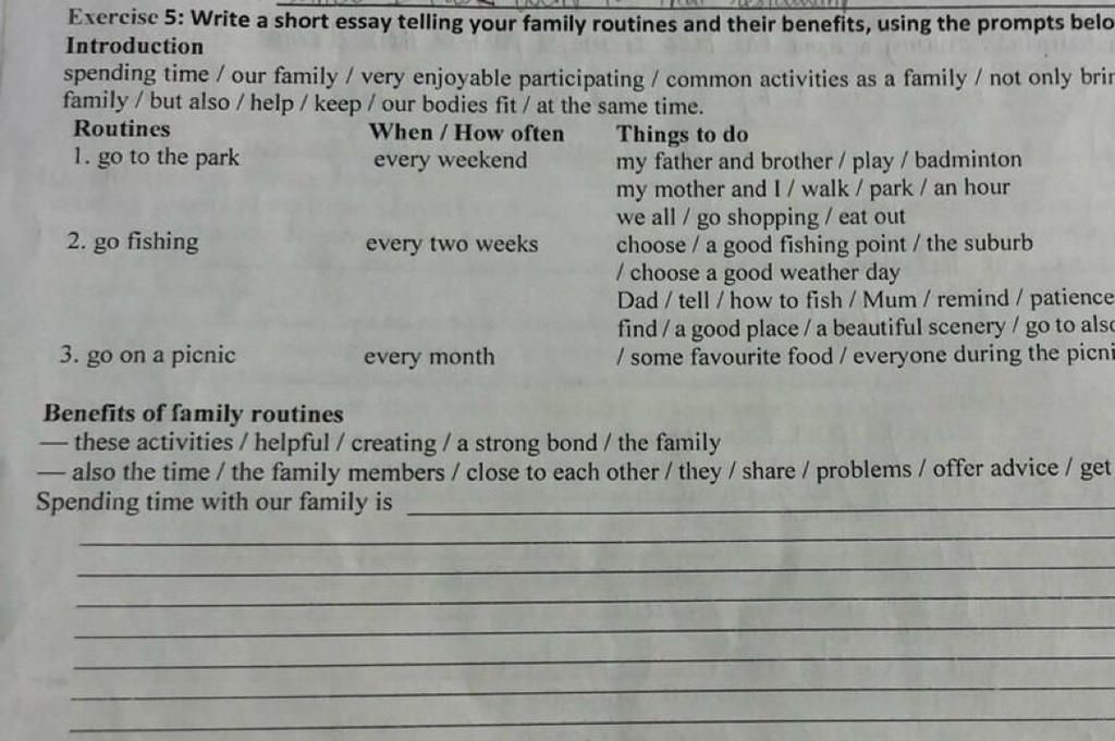 family routines essay