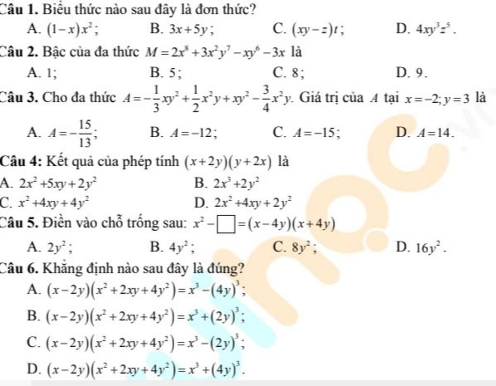 C u 1 Bi u Th c N o Sau y L n Th c A 1 x x B 3x 5y C u 2 c-u-1-bi-u-th-c-n-o-sau-y-l-n-th-c-a-1-x-x-b-3x-5y-c-u-2