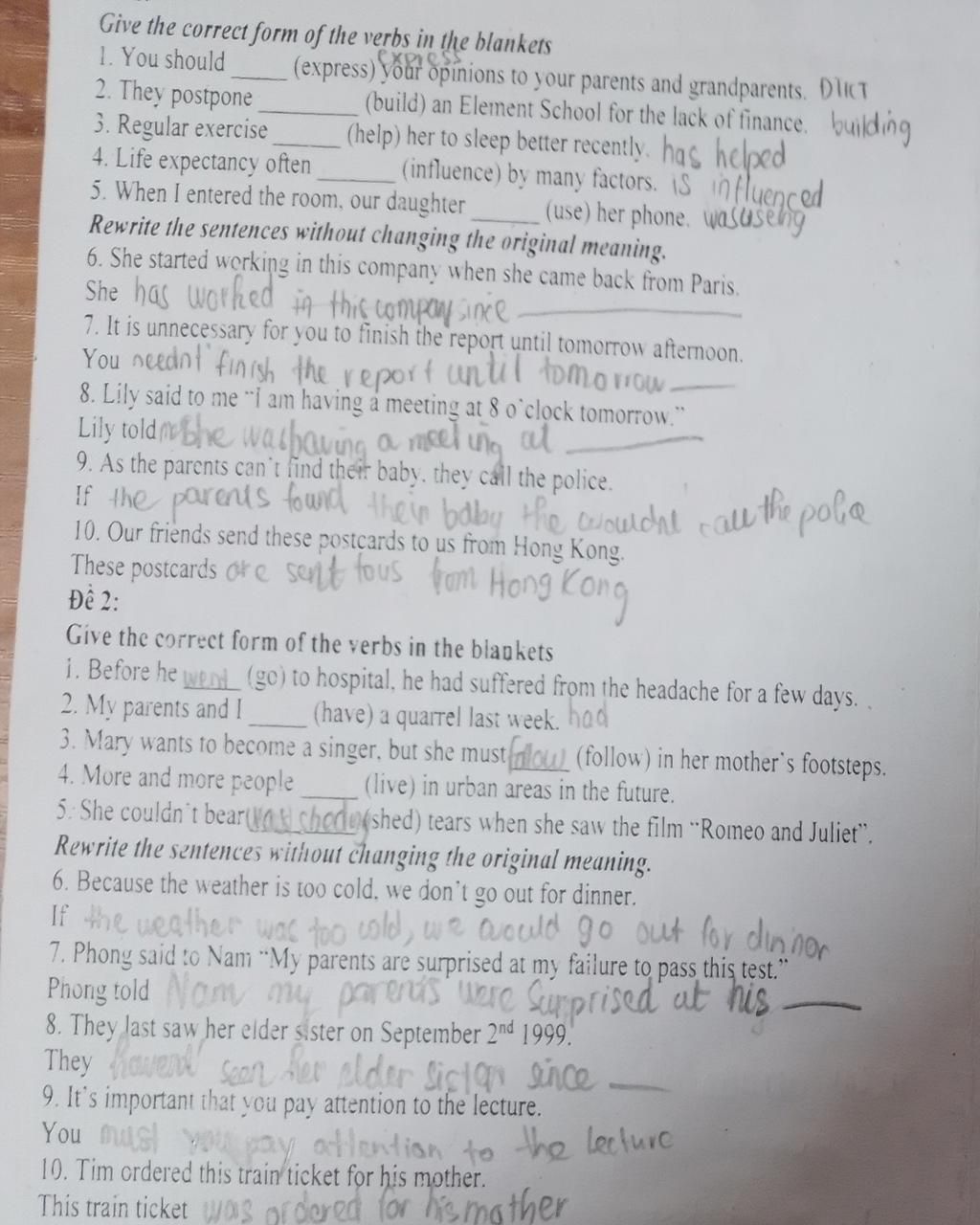 Các bạn chữa lại hộ mình với mai mình thì rồi cảm ơn các bạn nhiều Give