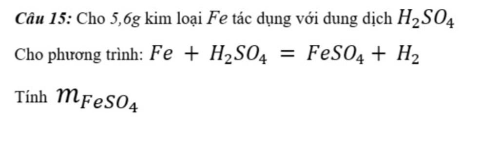 Phản ứng Fe + H2SO4 → FeSO4 + H2