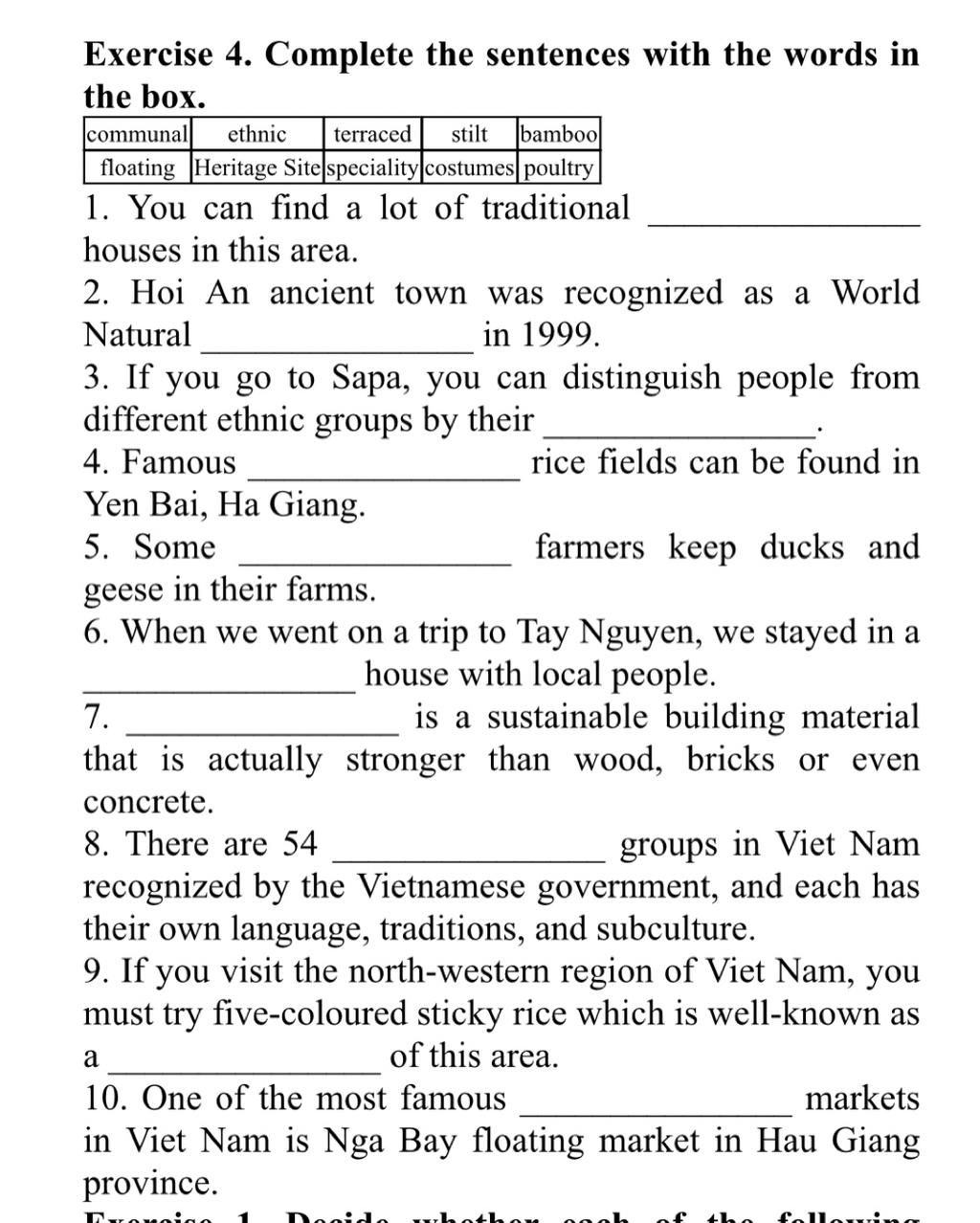 Exercise 4. Complete the sentences with the words in the box. communal ...