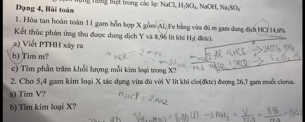 liêng biệt trong các lọ: NaCl, H2SO4, NaOH, Na,SO4 Dạng 4, Bài toán 1 ...