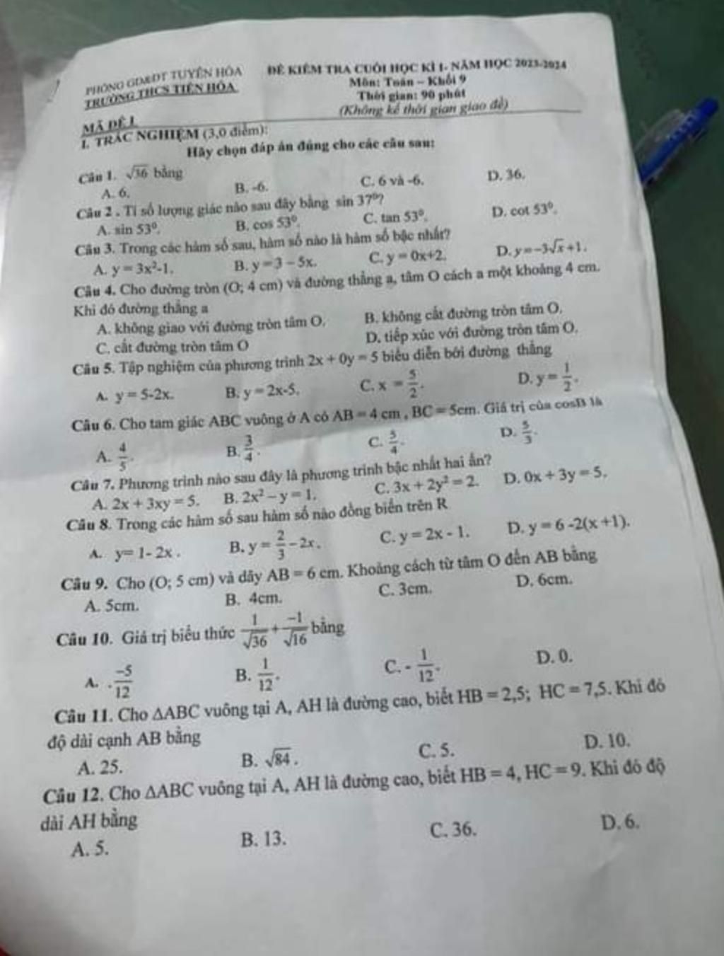 Giúp Với Ae Cần Gấp Khoanh đúng Vào Kh Khoanh Bừa Sai 1 Câu Là Bc ...