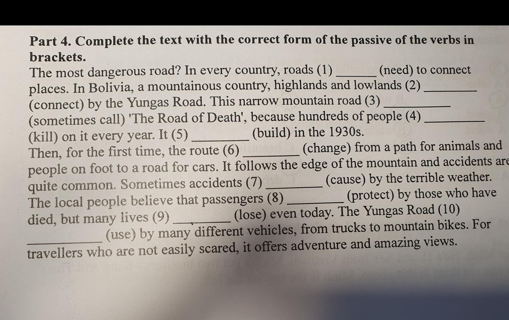 Part 4. Complete the text with the correct form of the passive of the ...