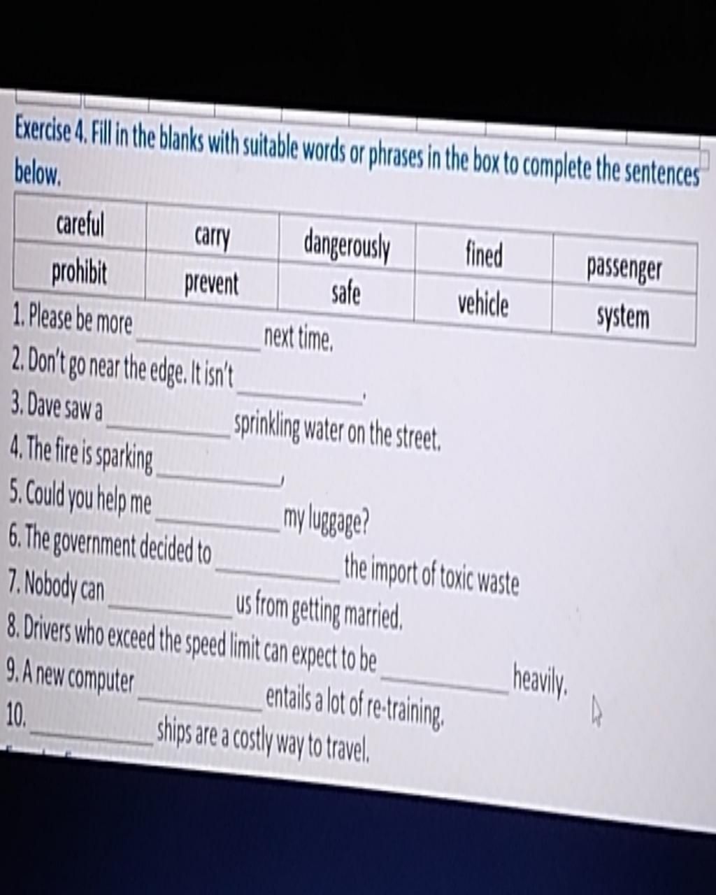 Exercise 4. Fill in the blanks with suitable words or phrases in the ...