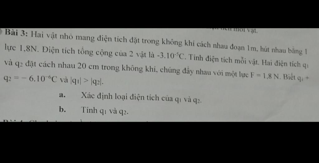 En M01 Vật Bài 3 Hai Vật Nhỏ Mang điện Tích đặt Trong Không Khí