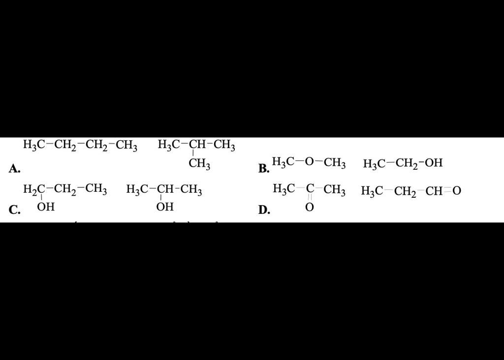 Cặp chất nào sau đây là đồng phân mạch carbon của nhau ?A. C. H3C-CH₂ ...