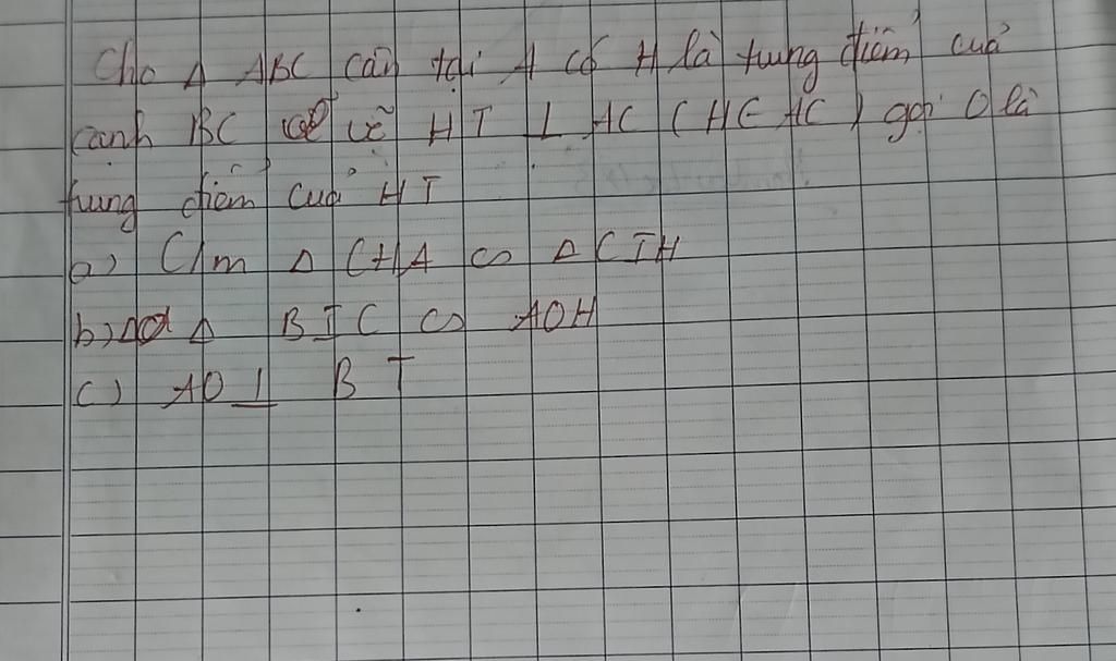 Cho A ABC can tai A co tla twing diem cua l Cann BC ove HT LAC CHEAC ...