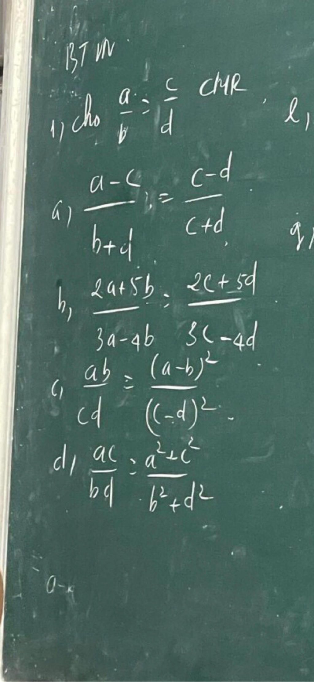 ( BT UN 1 cho h, - с a. CHR bd b+d = c-d c+d 24+5b. 2c+5d 3a-4b 36-44 ...