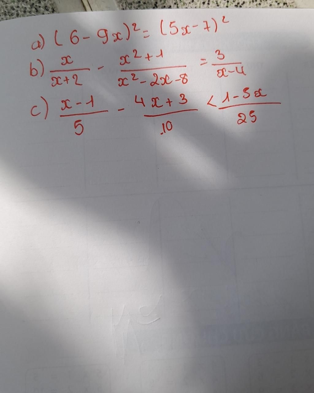 a) (69x)² (5x7) 2 b) x 2+2 x²+1 3 c) x1 x²2x8 24 4x+3